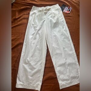 NWT Linen Blend Wide Leg Pants | White Drawstring Waist | Size S